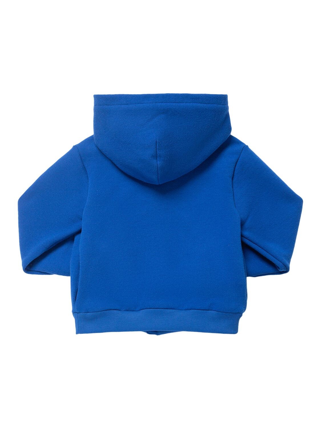 Shop Dolce & Gabbana Metal Logo Cotton Zip-up Hoodie In Blue
