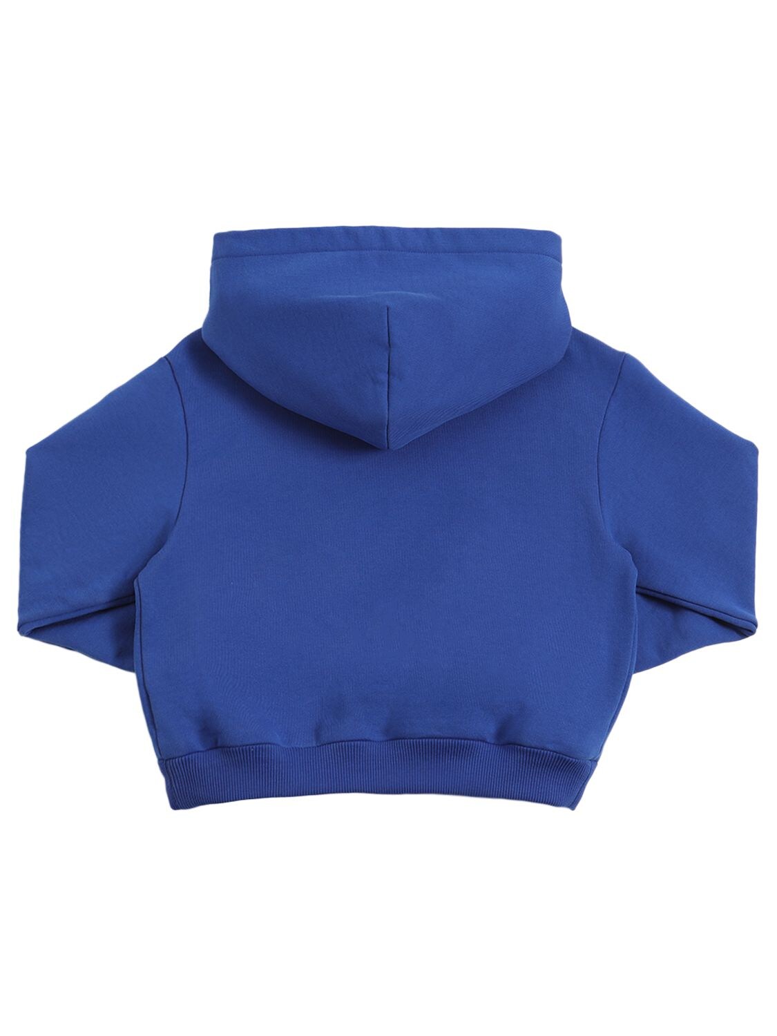 Shop Dolce & Gabbana Printed Cotton Hoodie W/logo In Blue