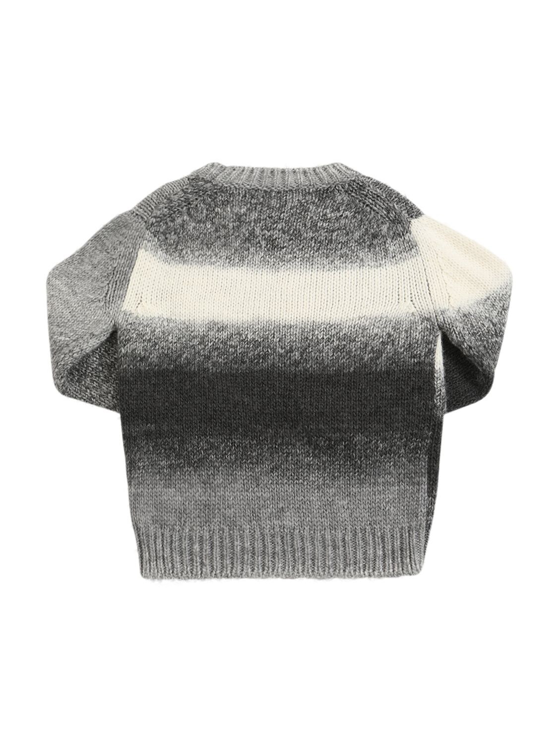 Shop Dolce & Gabbana Striped Wool Knit Sweater W/metal Logo In Bunt