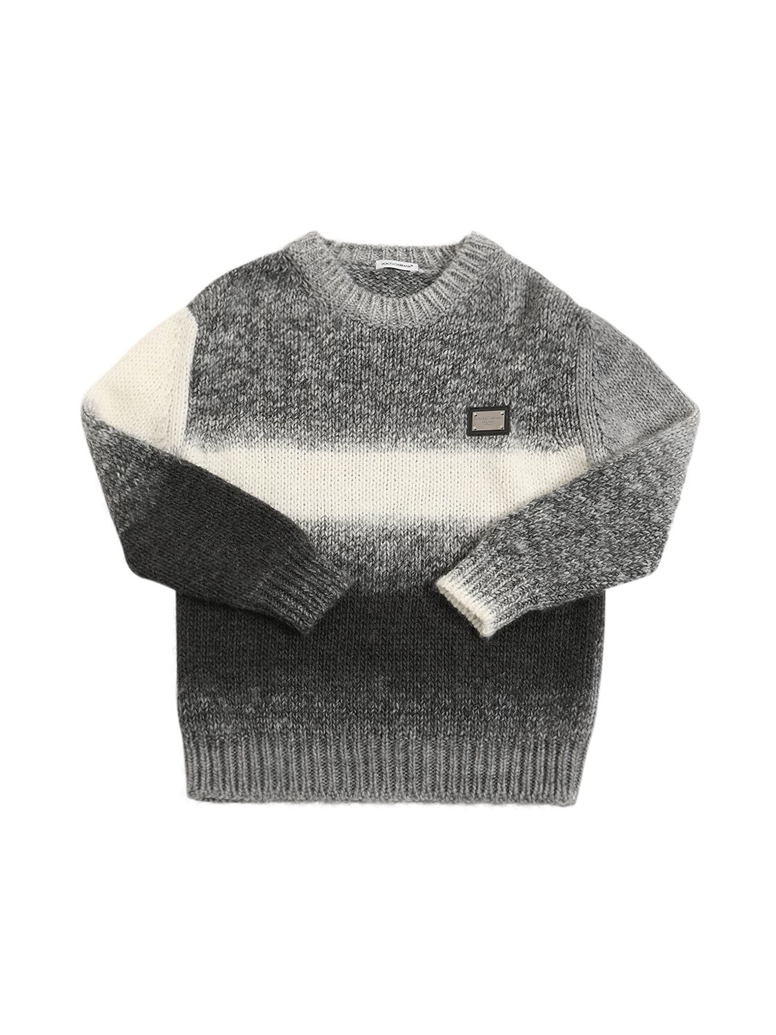 Image of Striped Wool Knit Sweater W/metal Logo