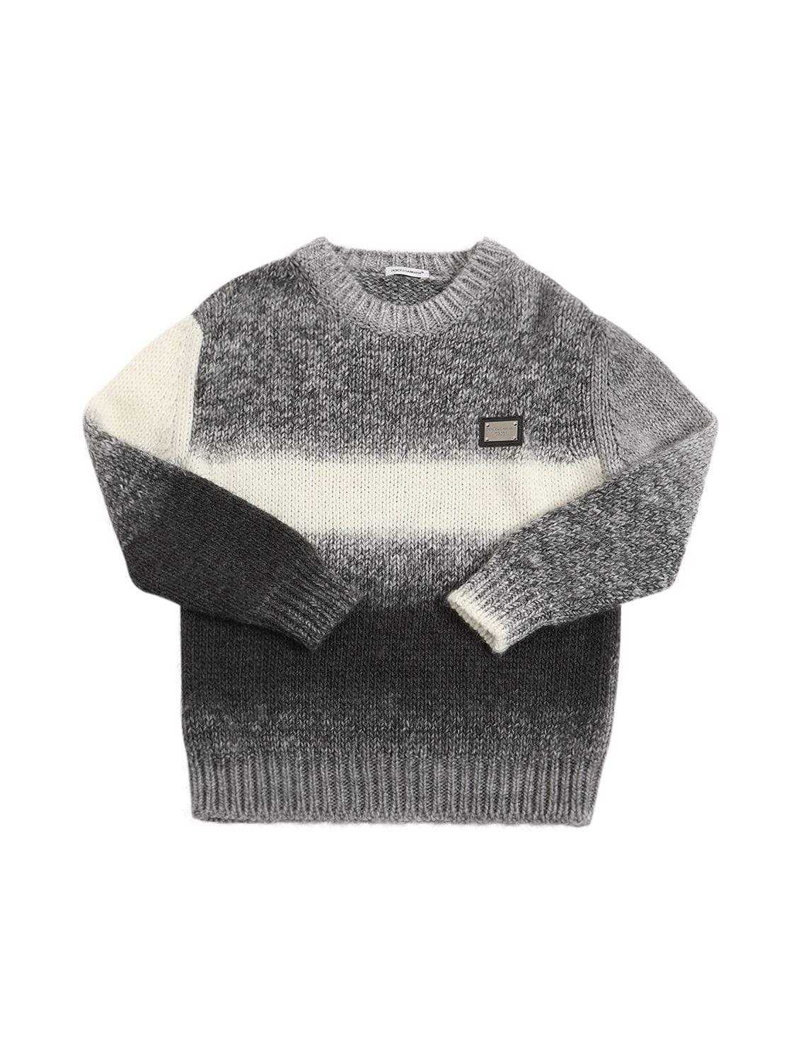 Dolce & Gabbana Kids' Striped Wool Knit Sweater W/metal Logo