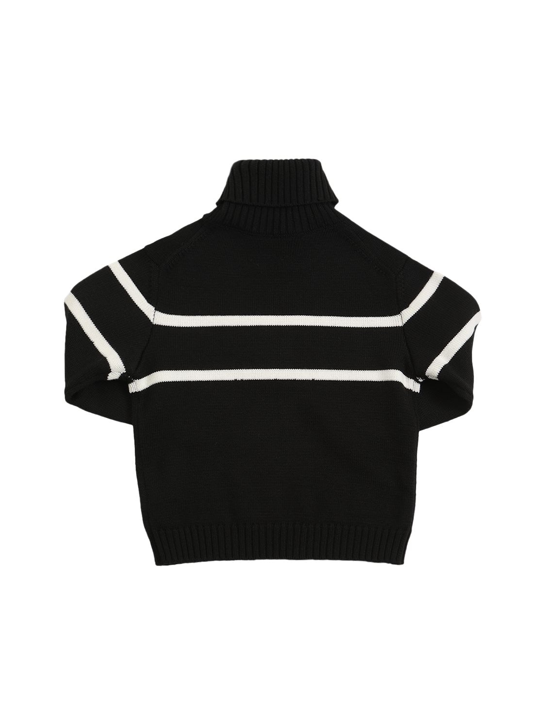 Shop Dolce & Gabbana Wool Knit Turtleneck Sweater W/logo In Black