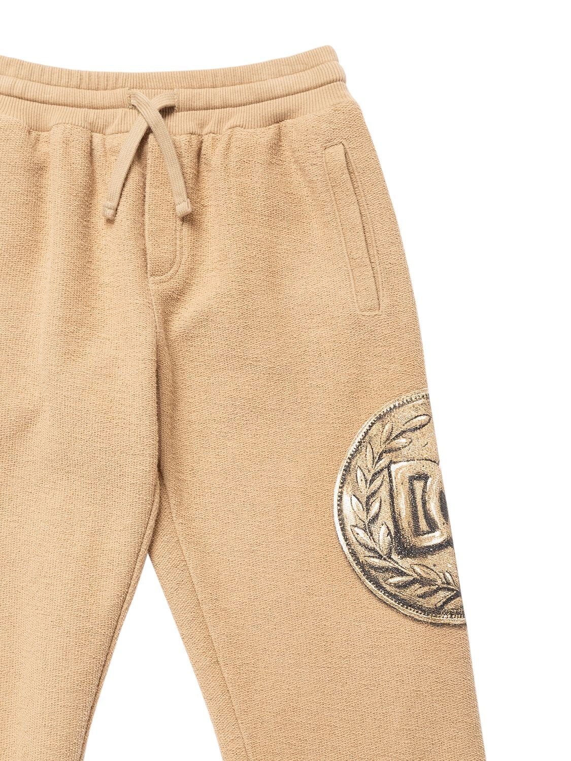 Shop Dolce & Gabbana Printed Cotton Sweatpants In Beige