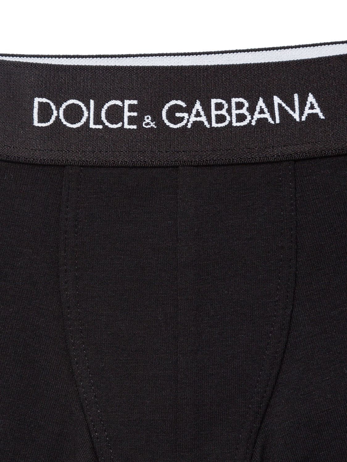 Shop Dolce & Gabbana Set Of 2 Cotton Logo Boxer Briefs In Black