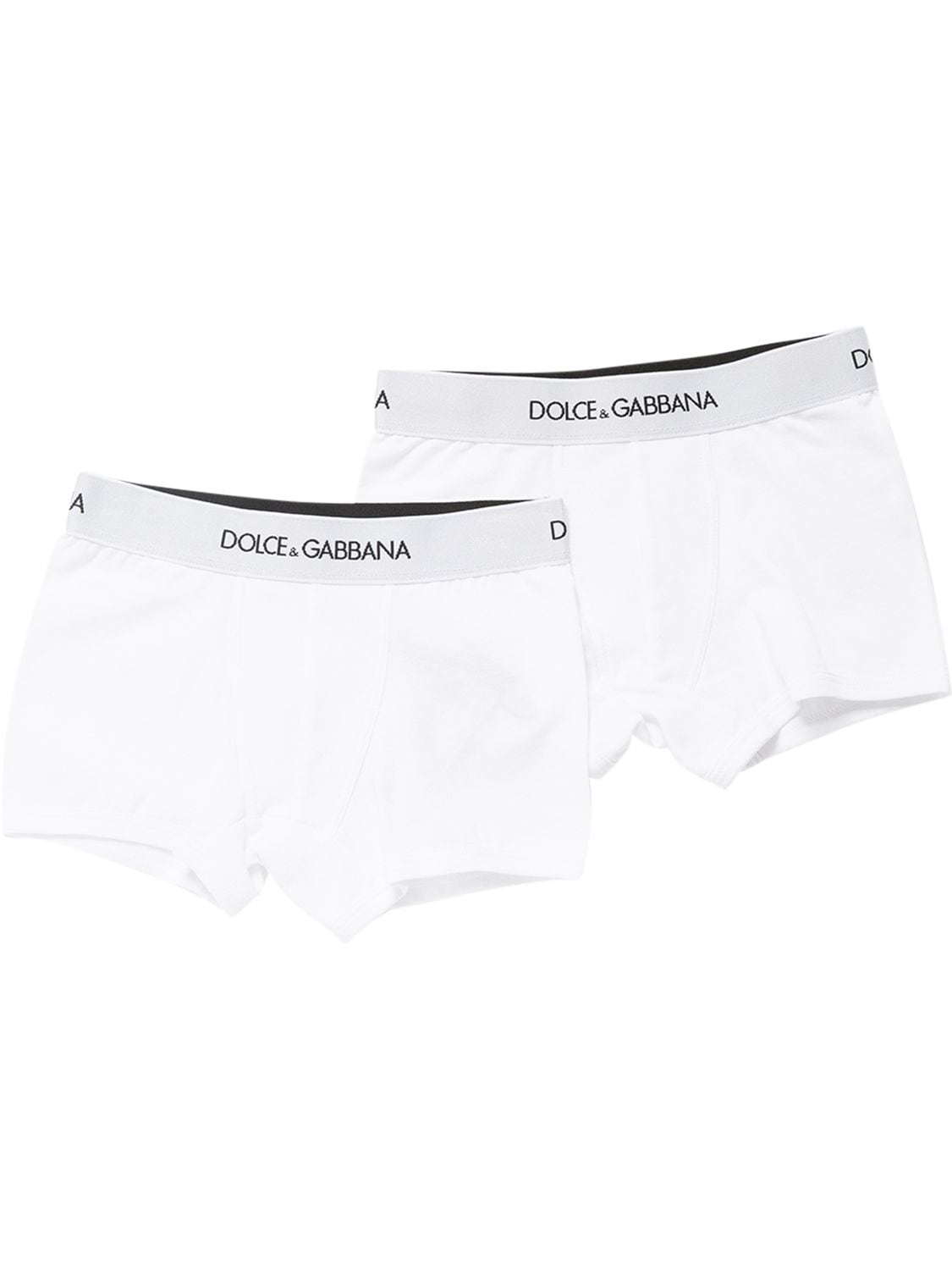 Dolce & Gabbana Kids' Set Of 2 Cotton Logo Boxer Briefs In White