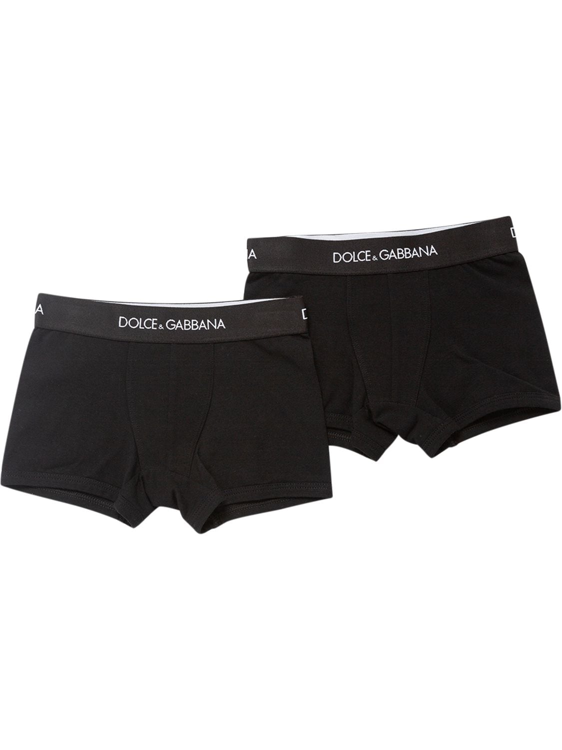 Dolce & Gabbana Kids' Set Of 2 Cotton Logo Boxer Briefs In Black