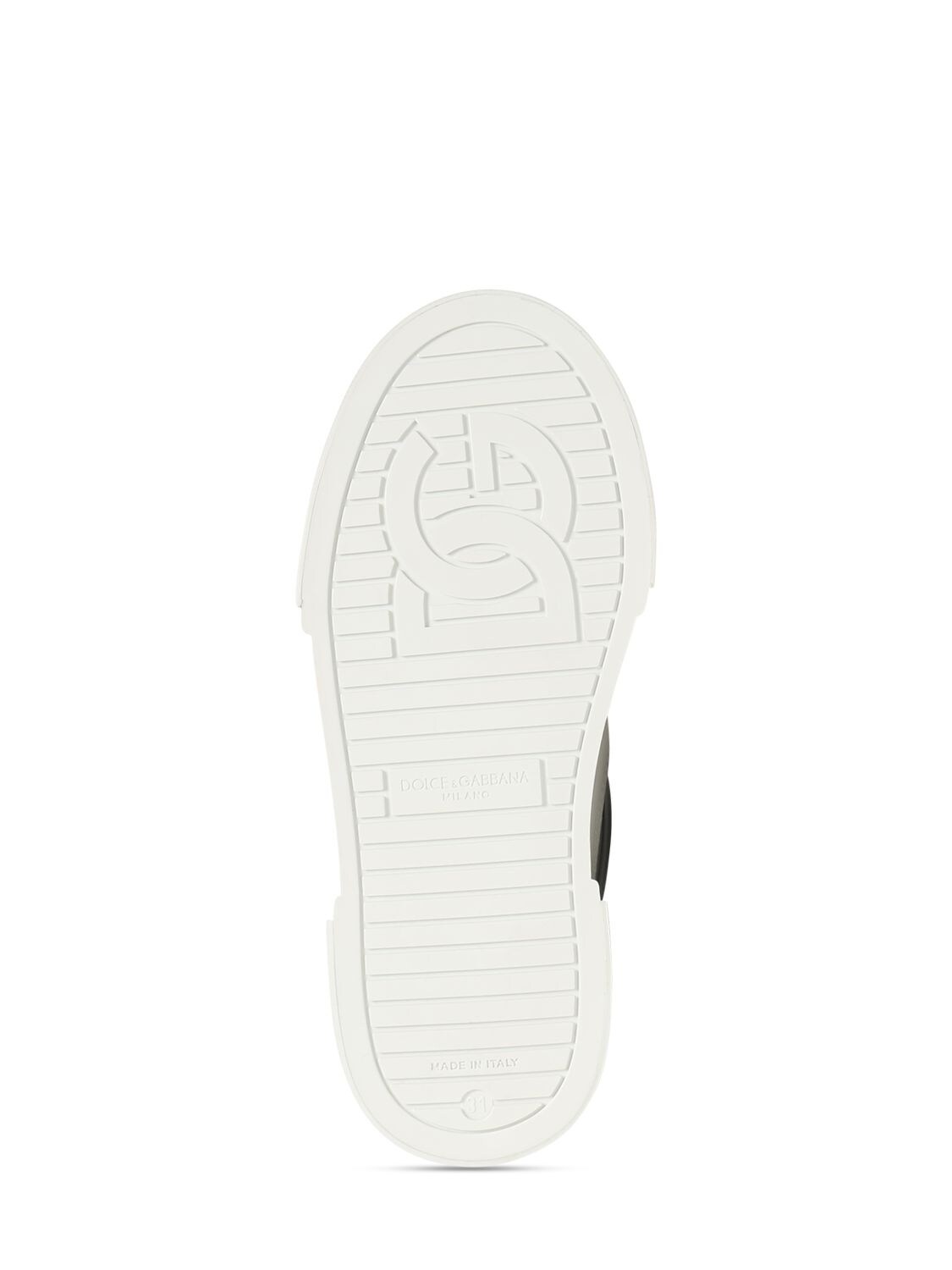 Shop Dolce & Gabbana Logo Print Leather Lace-up Sneakers In White