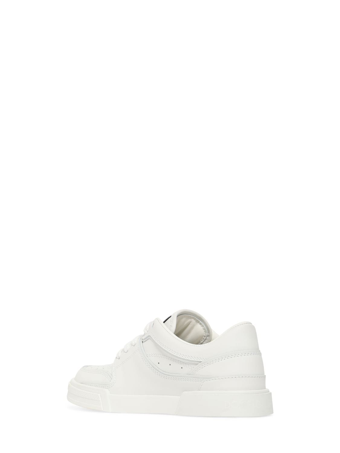 Shop Dolce & Gabbana Logo Print Leather Lace-up Sneakers In White