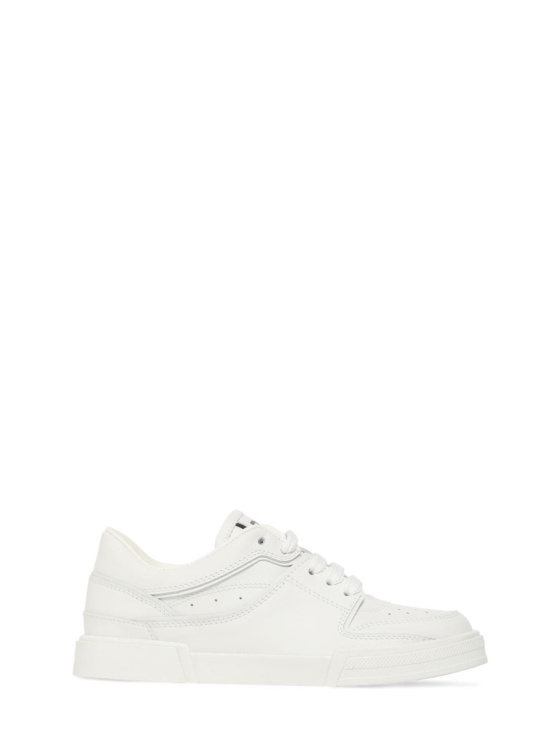 Logo Print Leather Lace-up Sneakers