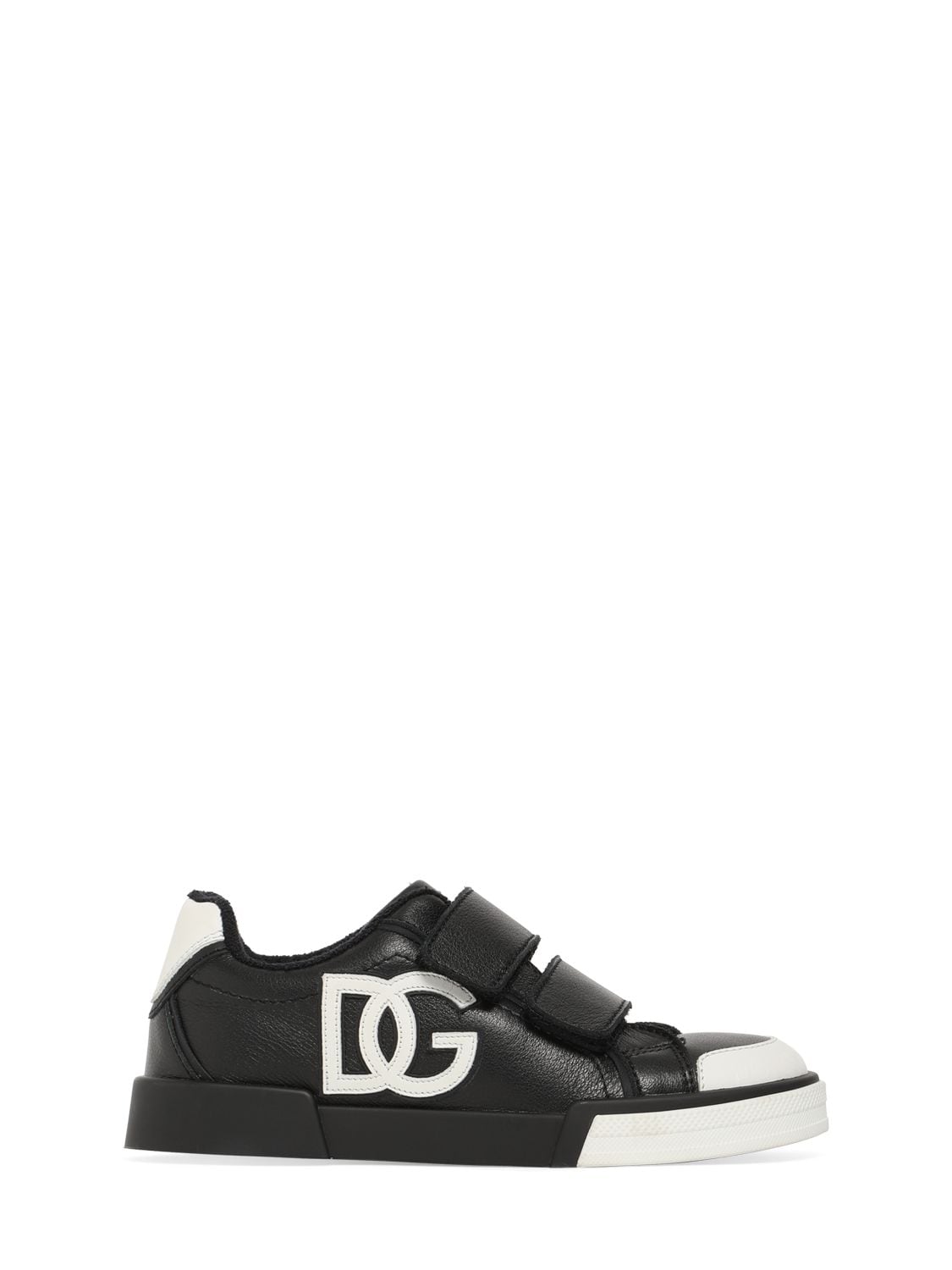 Logo Print Leather Strap Sneakers