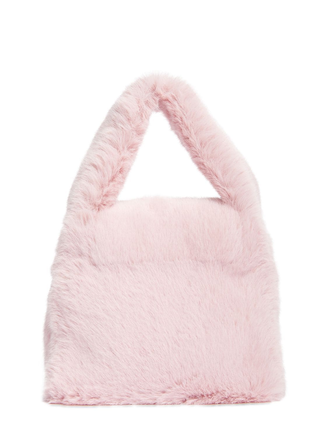 Shop Blumarine Logo Faux Fur Top Handle Bag In Chulk Pink