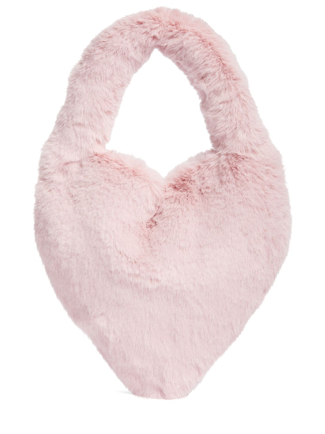 Shop Blumarine Faux Fur Heart Top Handle Bag In Chulk Pink
