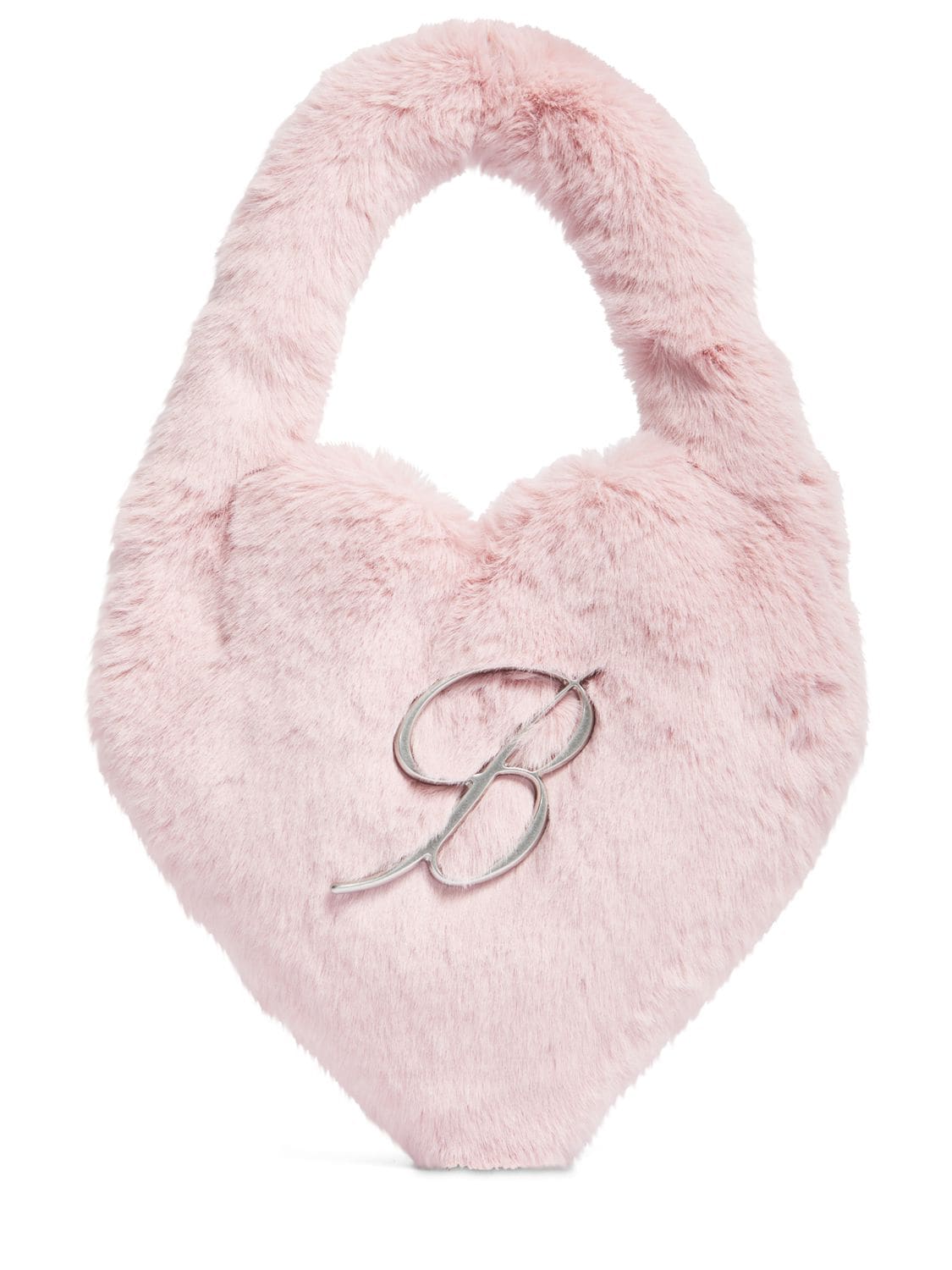 Blumarine Faux Fur Heart Top Handle Bag In Chulk Pink