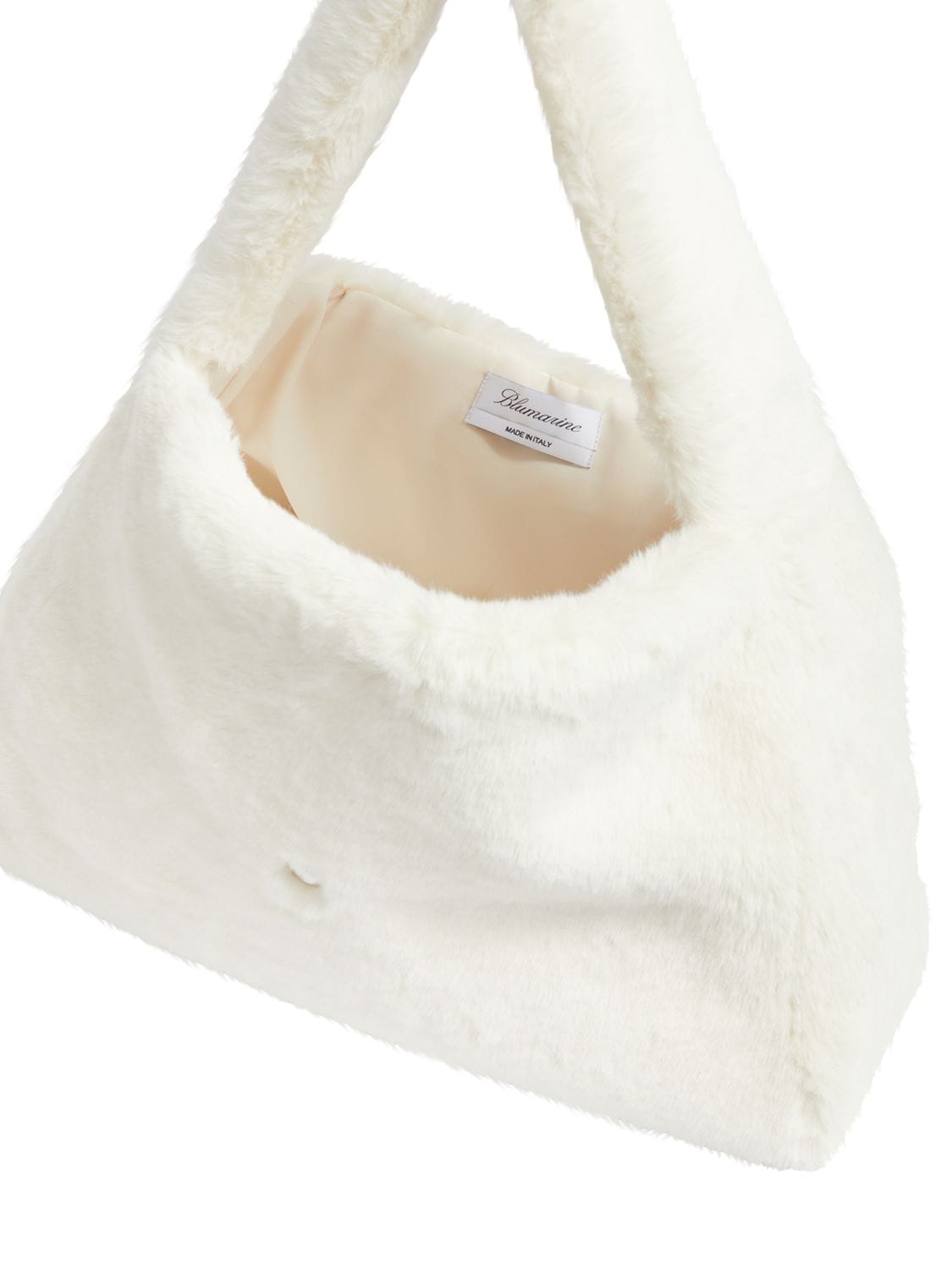 Shop Blumarine Large Logo Faux Fur Shoulder Bag In Burro