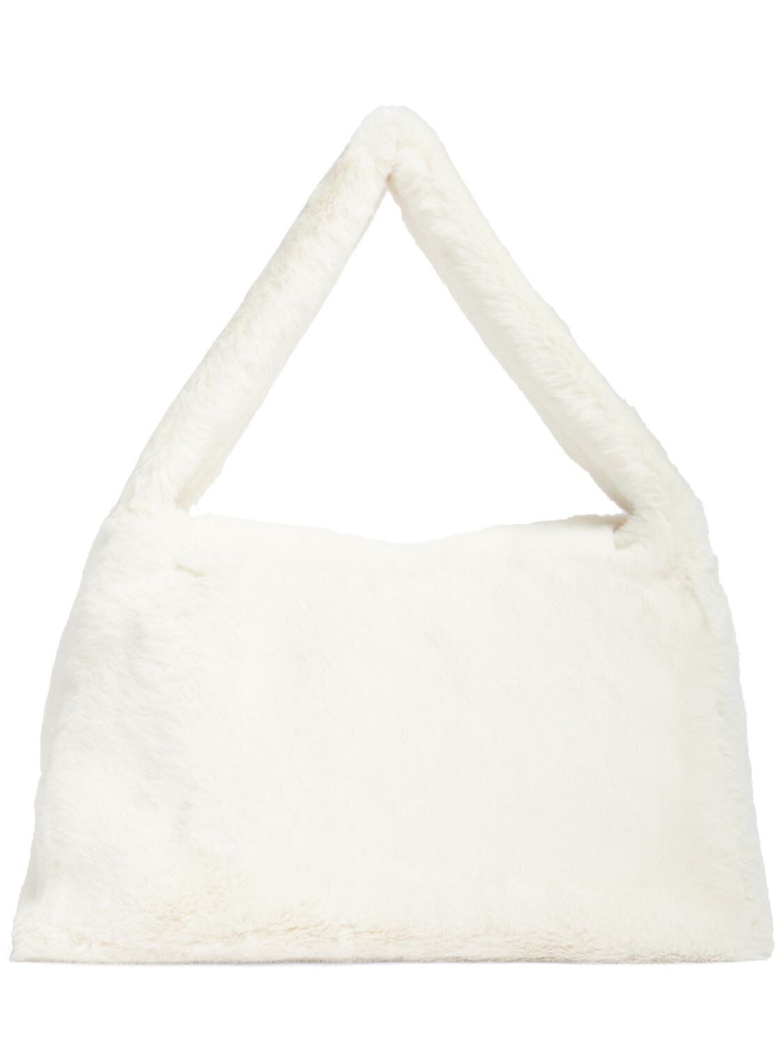 Shop Blumarine Large Logo Faux Fur Shoulder Bag In Burro
