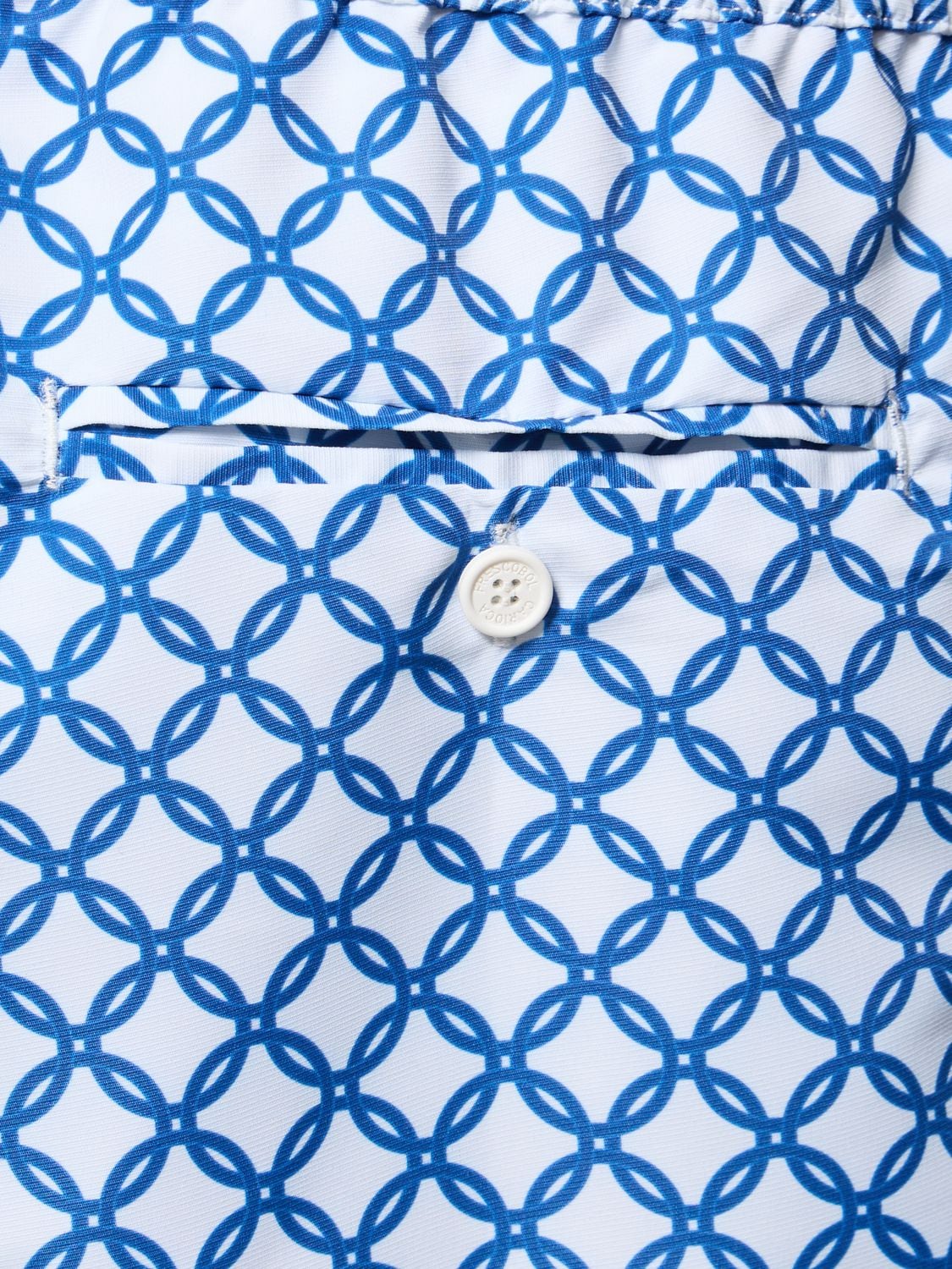Shop Frescobol Carioca Trelica Print Tech Swim Shorts In White,blue