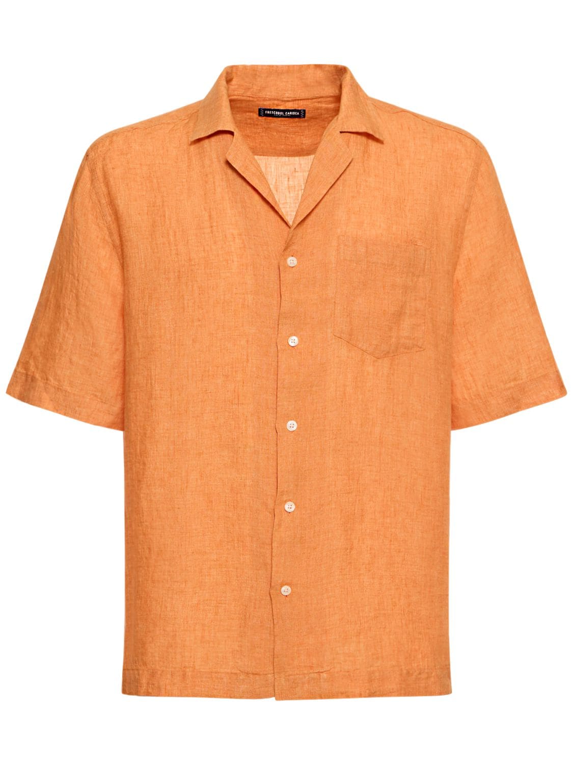 Frescobol Carioca Angelo Linen Shirt In Mandarin Orang