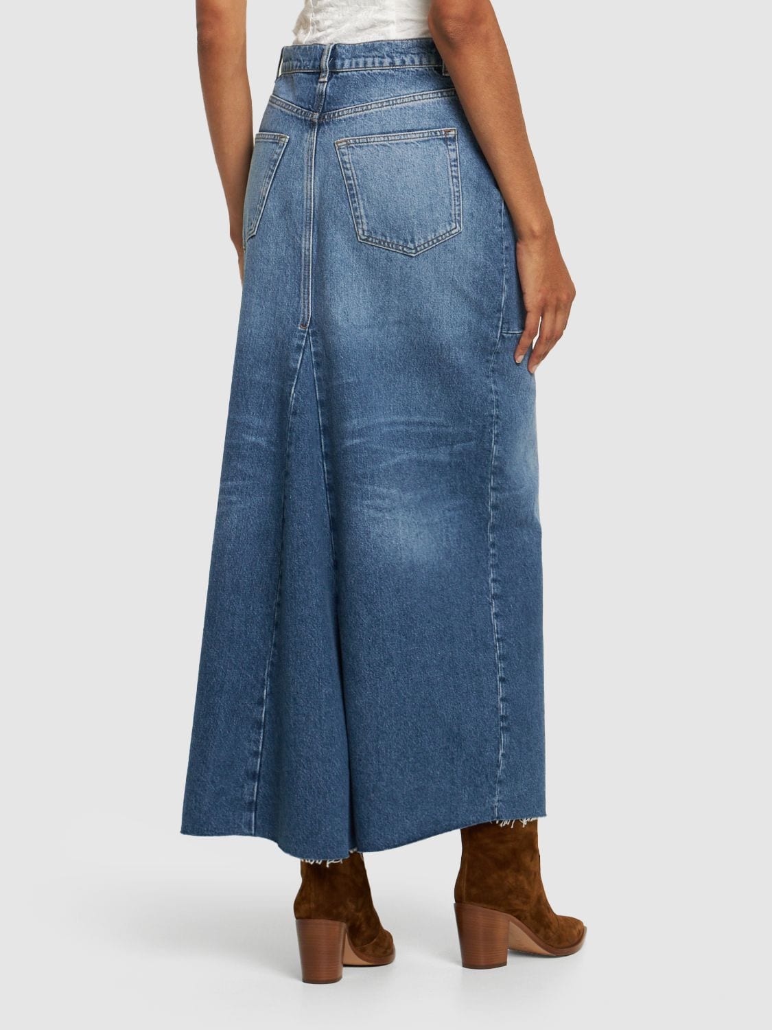 Shop Reformation Tazz Cotton Denim Maxi Skirt In Blau