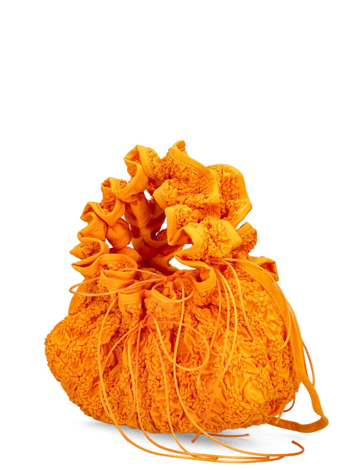 Shop Cecilie Bahnsen Kiku Smocked Cotton Top Handle Bag In Tangerine