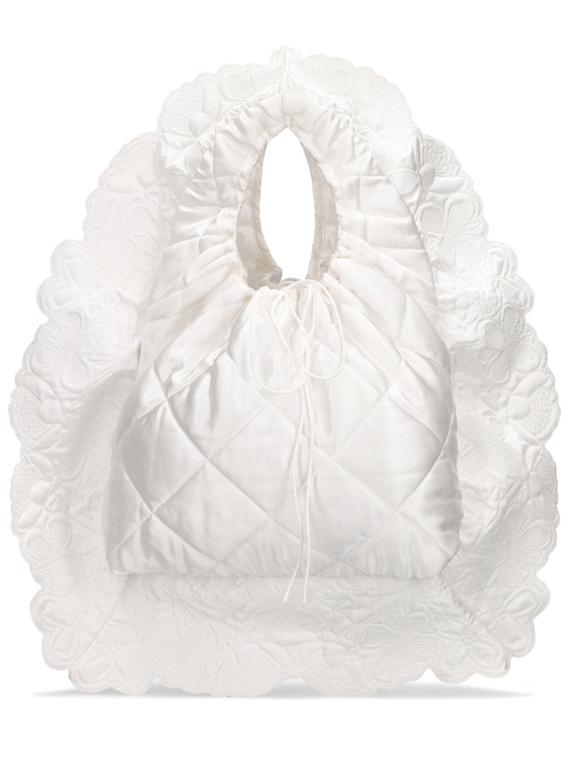 Cecilie Bahnsen Sapphire Quilted Silk Satin Tote Bag In Ivory