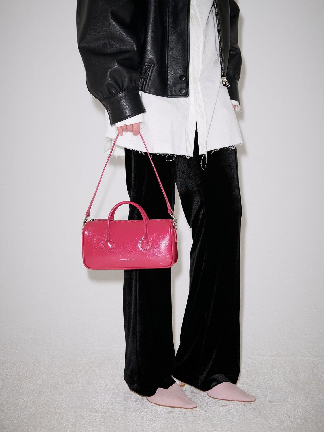 Marge Sherwood | Women Hobo Leather Shoulder Bag Berry Pink Unique