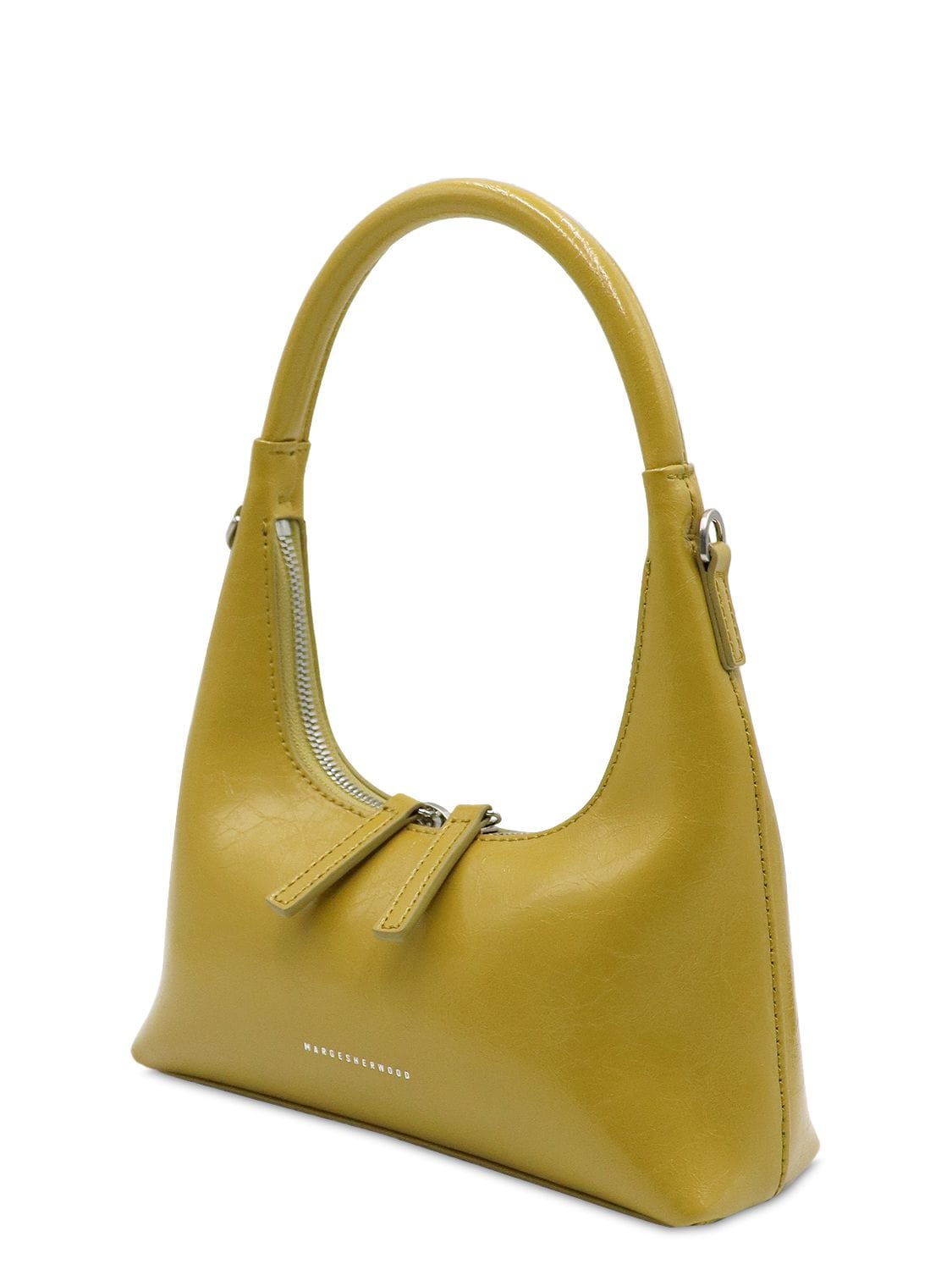 Shop Marge Sherwood Mini Hobo Leather Shoulder Bag In Olive Crinkle