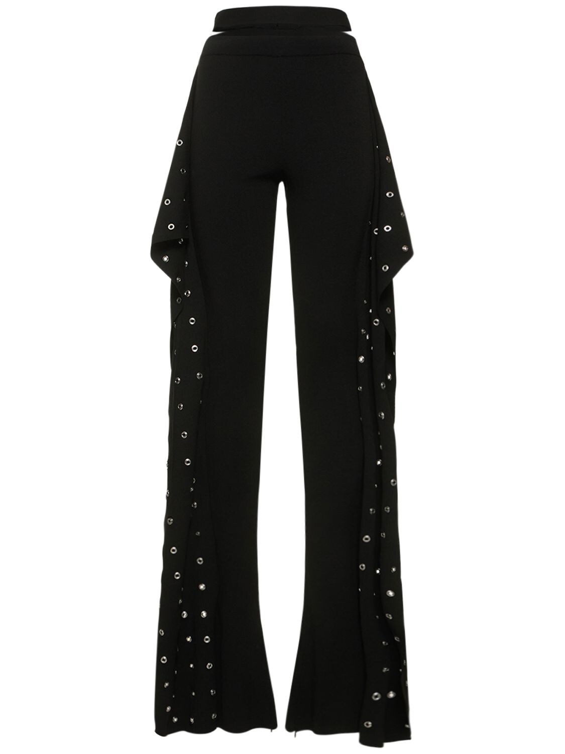 Studded Stretch Knit Flared Pants – WOMEN > CLOTHING > PANTS