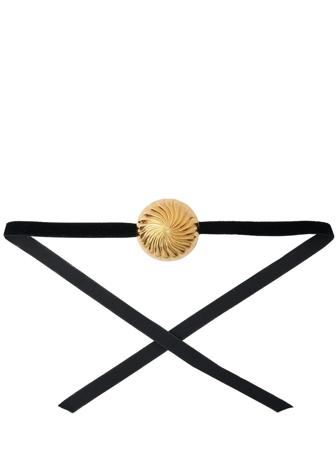 Shop D'estree Elizabeth Sun Velvet Choker In Black,gold