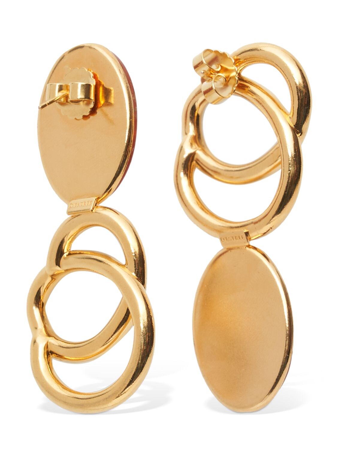 Shop D'estree Sonia Icon Stone Earrings In Orange,gold