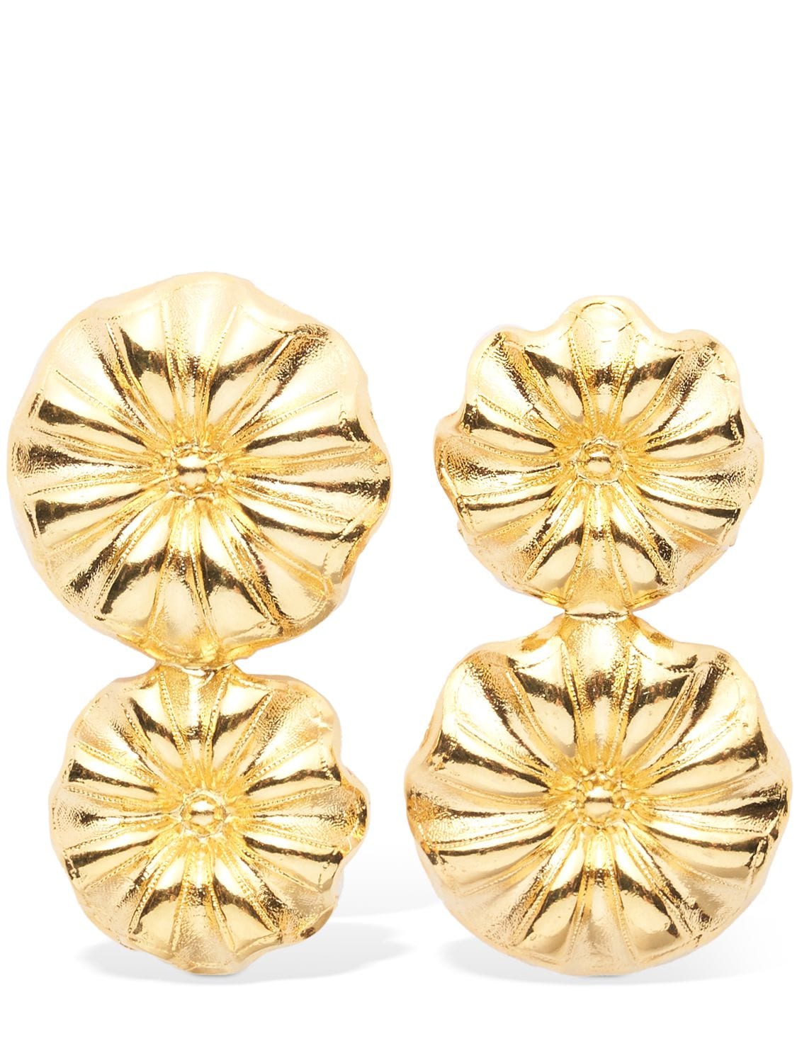D'estree Sonia Double Daisy Earrings In Gold