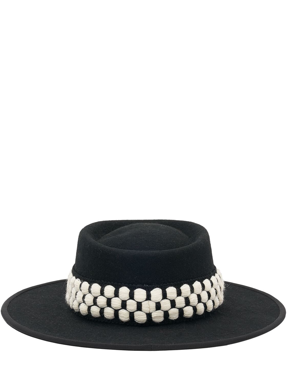 Shop D'estree Christopher Felt Brimmed Hat In Black,white