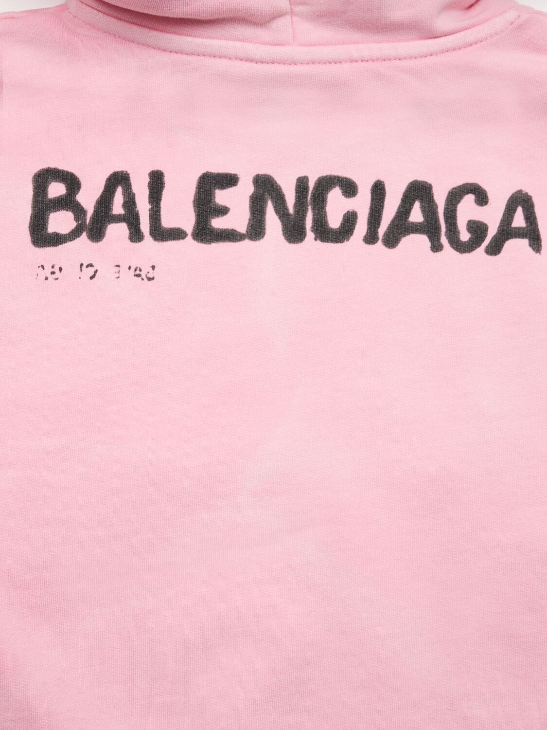 Shop Balenciaga Classic Cotton Jersey Hoodie In Faded Pink