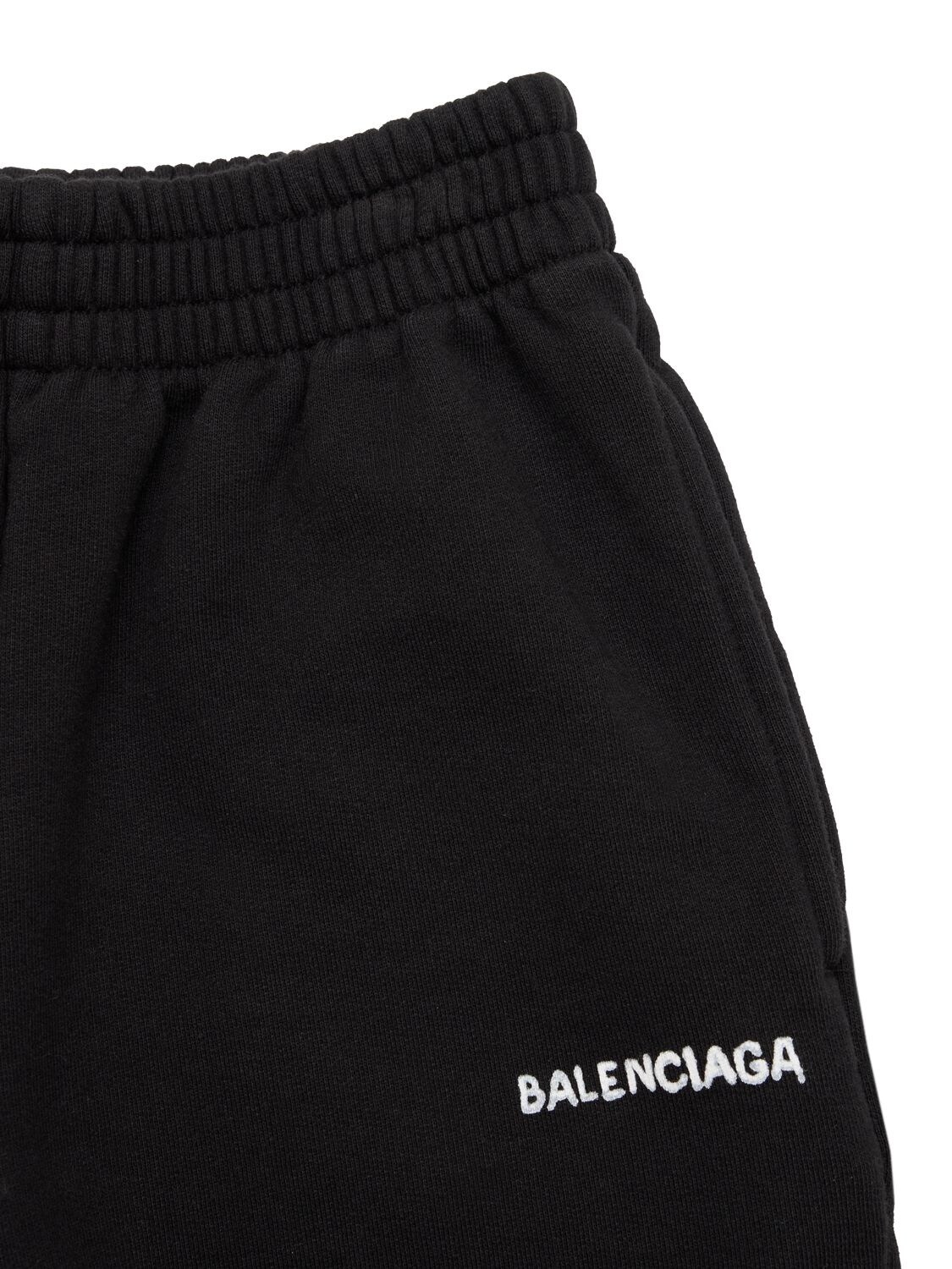 Shop Balenciaga Cotton Jersey Jogging Shorts In 블랙,화이트