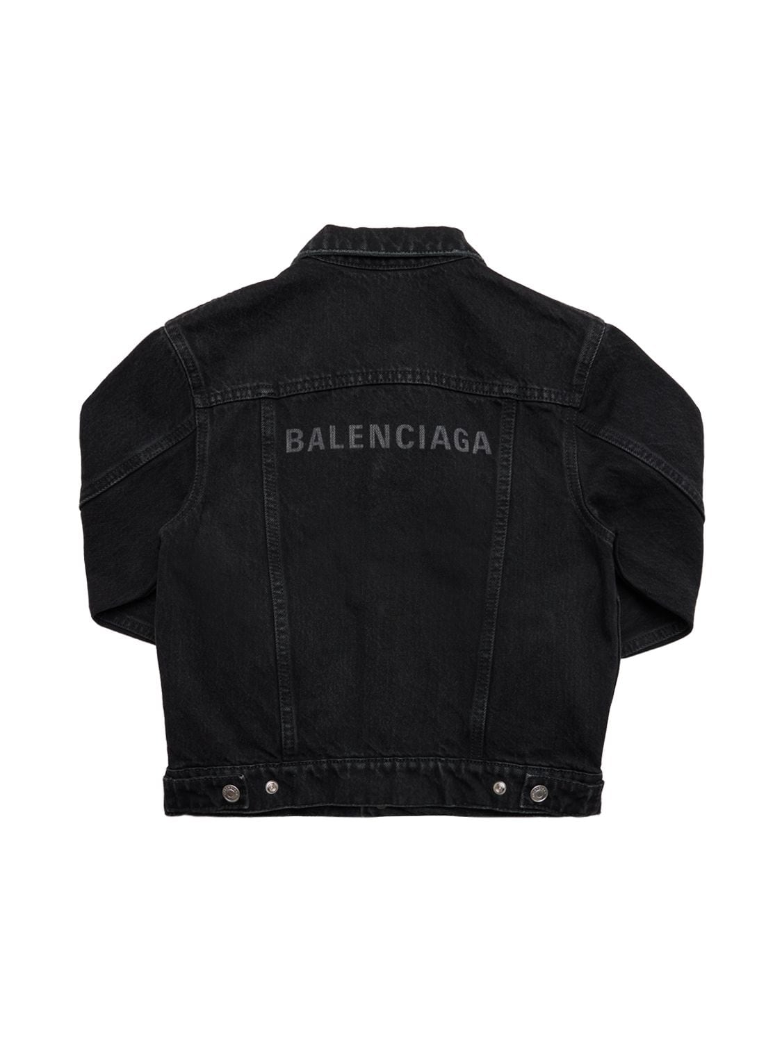 Shop Balenciaga Oversize Cotton Denim Jacket In 연한 블랙