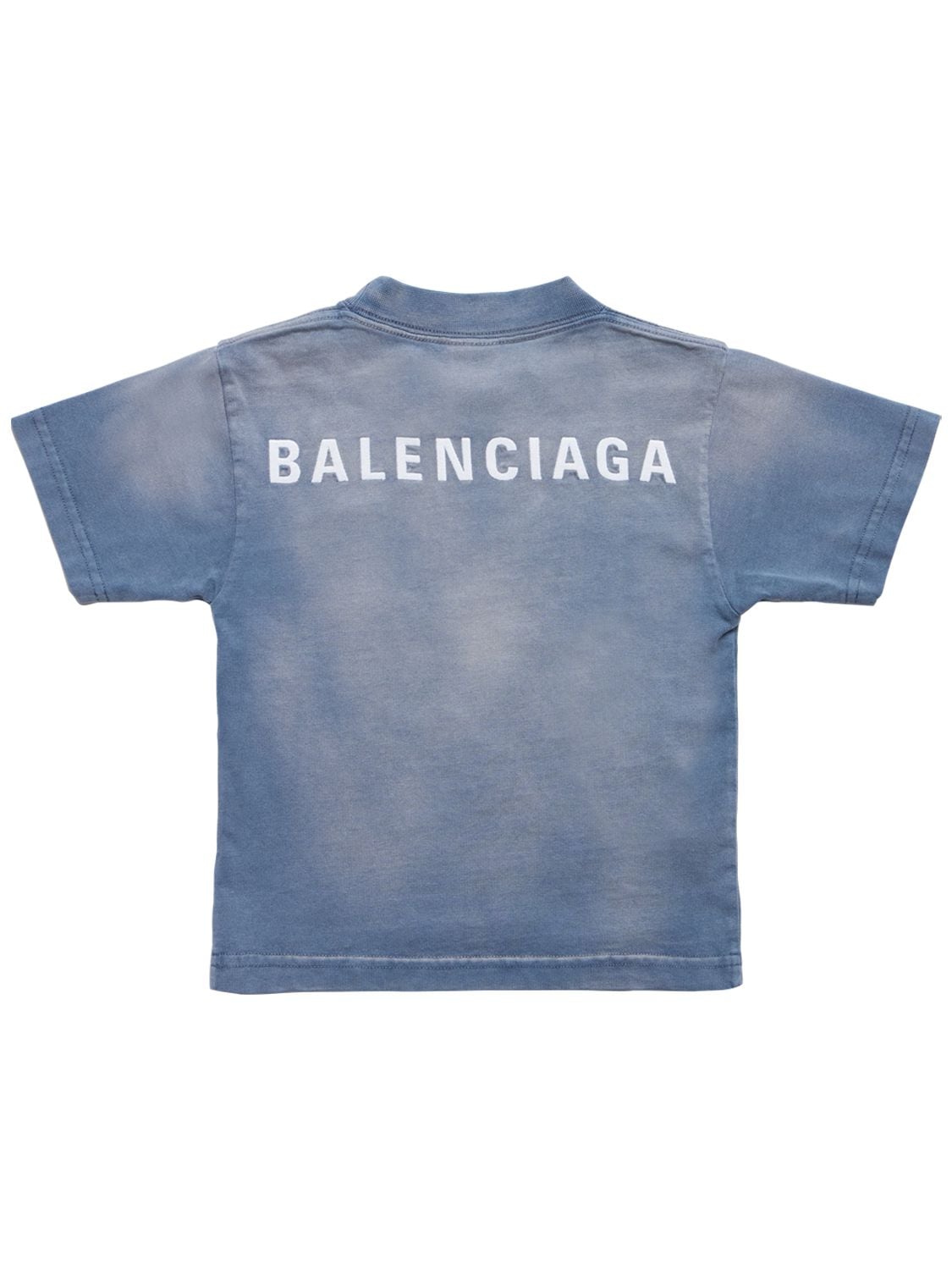 Shop Balenciaga Vintage Cotton Jersey S/s T-shirt In Washed Blue