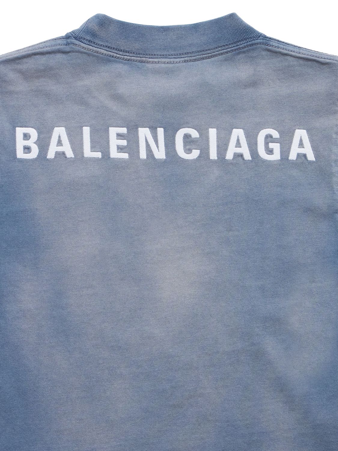 Shop Balenciaga Vintage Cotton Jersey S/s T-shirt In Washed Blue
