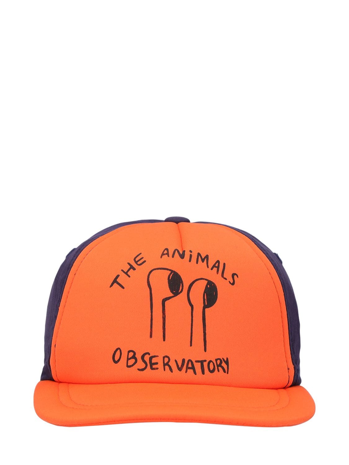 The Animals Observatory Babies' Logo印花棉质棒球帽 In Orange,navy