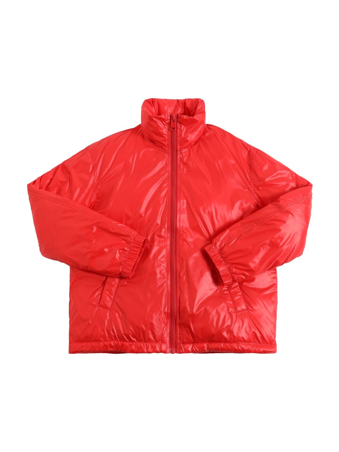 Shop Diesel Logo Print Nylon Puffer Jacket In Red