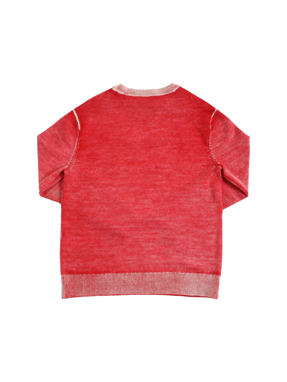 Shop Diesel Washed Wool Knit Sweater W/logo In Red