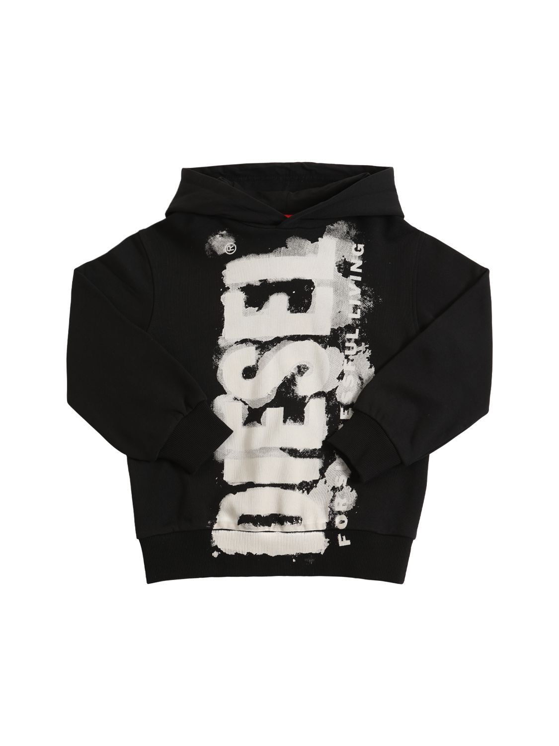 Diesel Kids' Logo-print Cotton Hoodie In Black