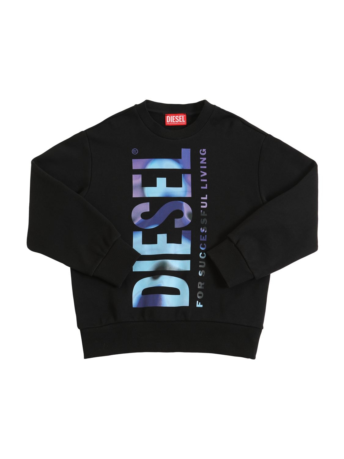 Diesel Kids' Logo Print Cotton Sweatshirt In Black,multi