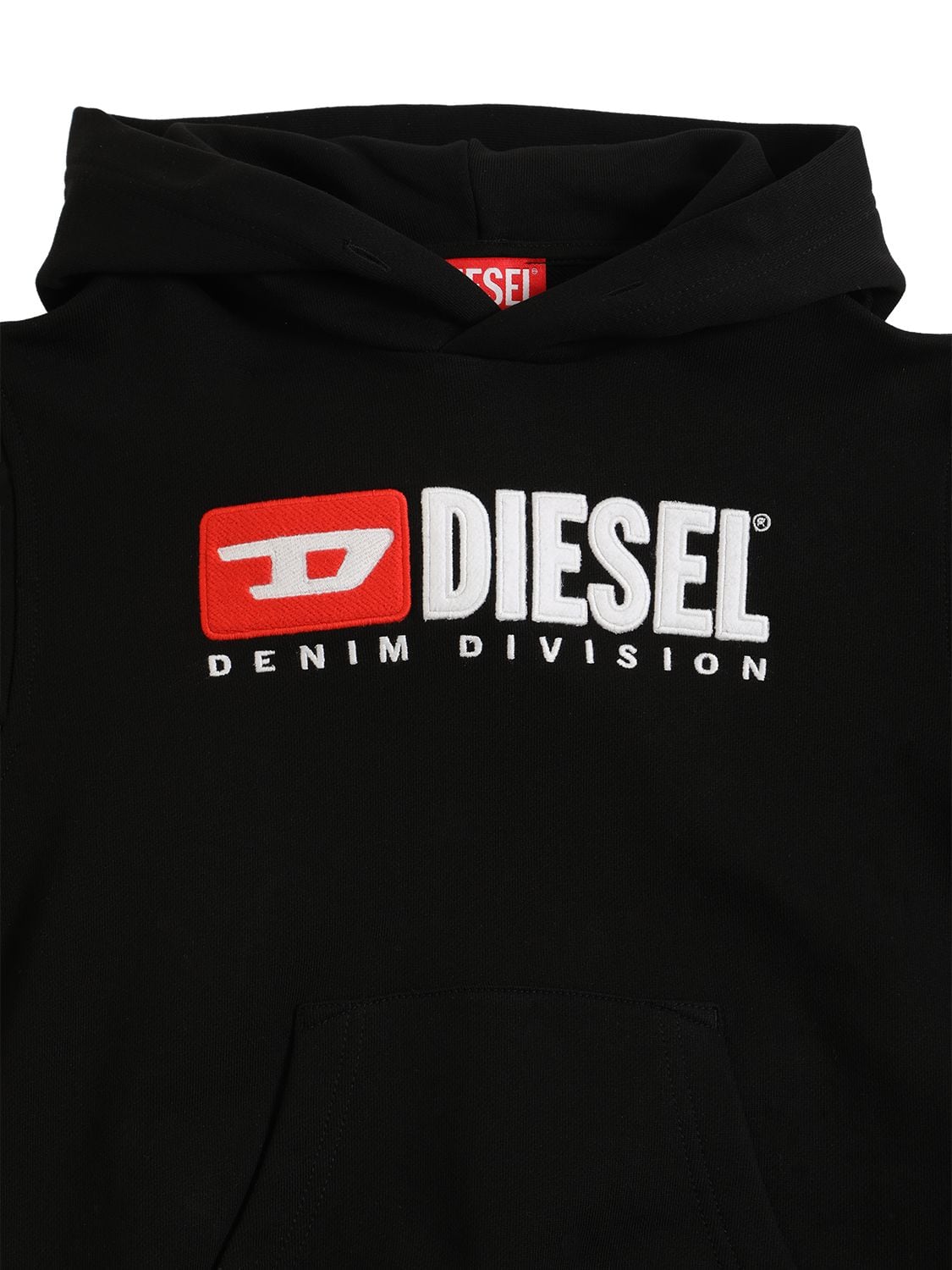 Shop Diesel Embroidered Logo Cotton Hoodie In Black