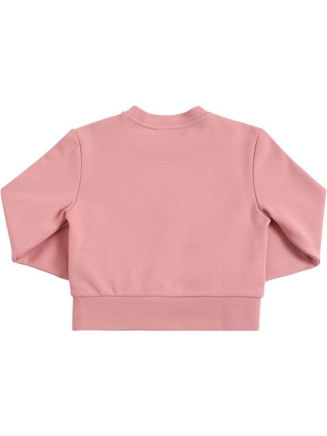 Shop Diesel Cropped Cotton Sweatshirt W/logo Patch In Pink