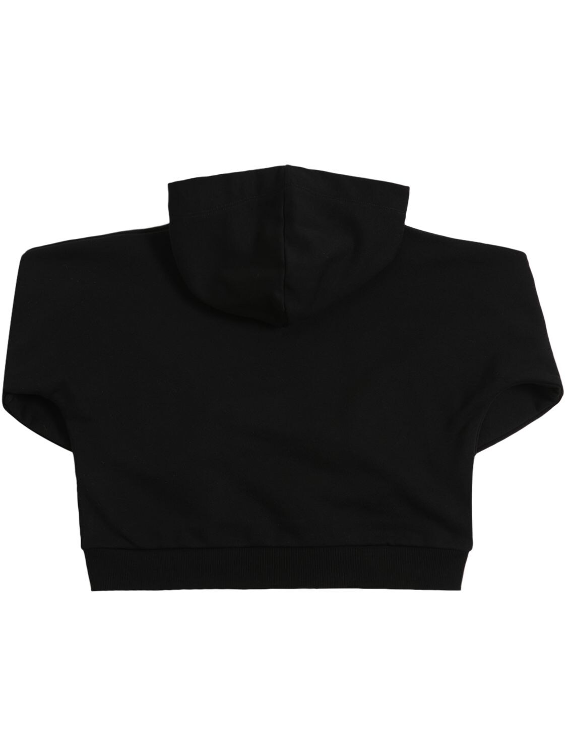 Shop Diesel Rubberized Logo Cropped Cotton Hoodie In Black
