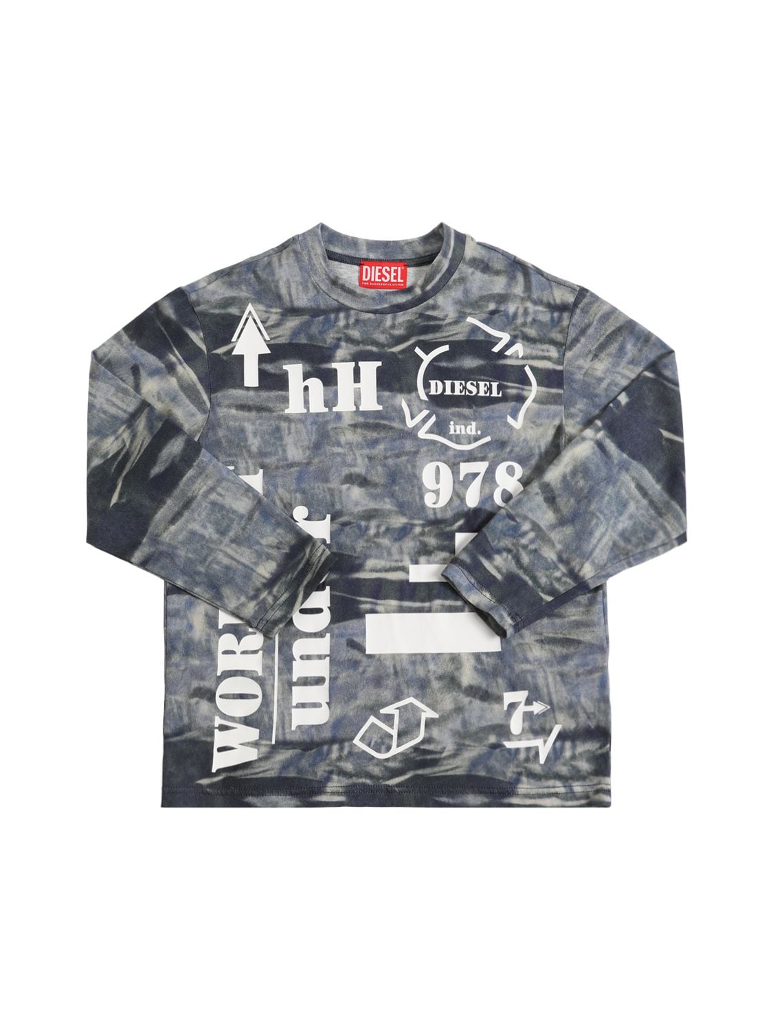 Diesel Kids' Camouflage Cotton Long Sleeve T-shirt In Multicolor