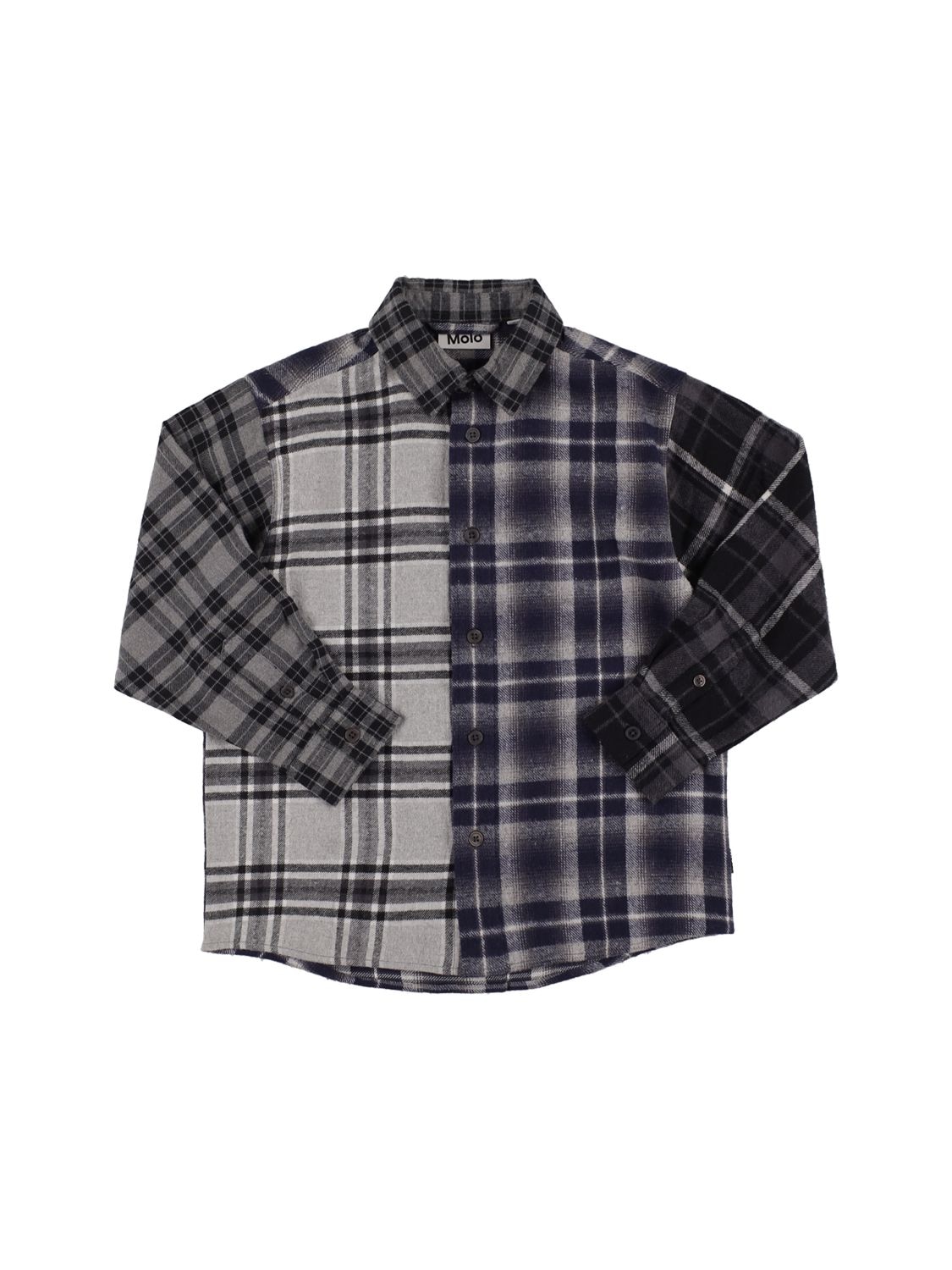 MOLO CHECKED COTTON BLEND FLANNEL SHIRT