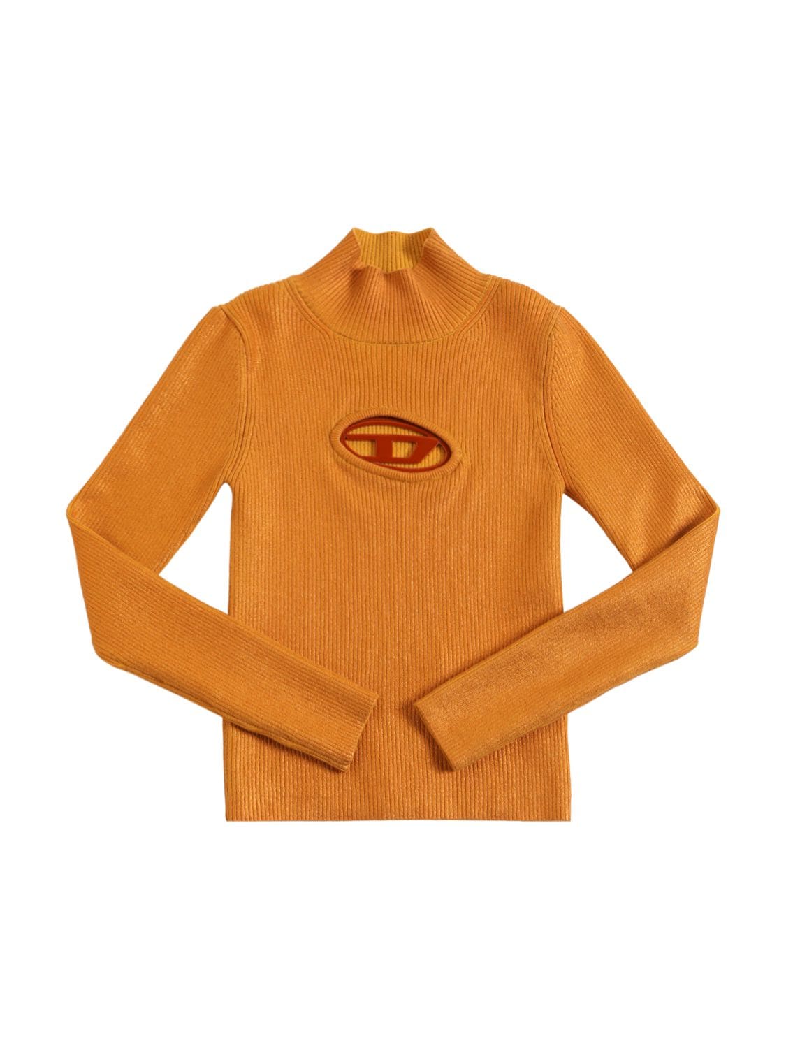 Diesel Kids' Logo Insert Cotton Blend T-shirt In Orange