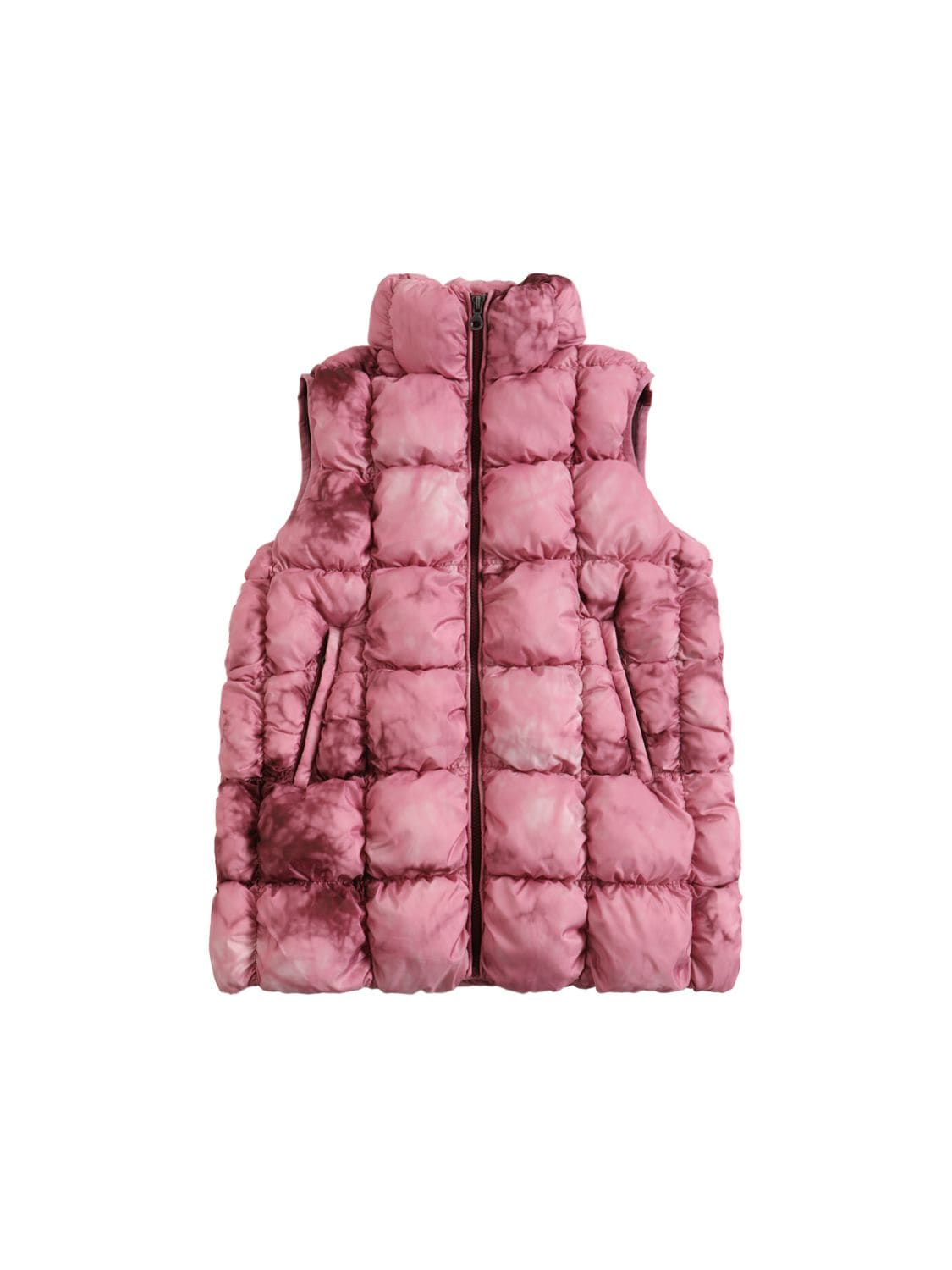 Diesel Kids' Smocked Nylon Puffer Waistcoat In Pink