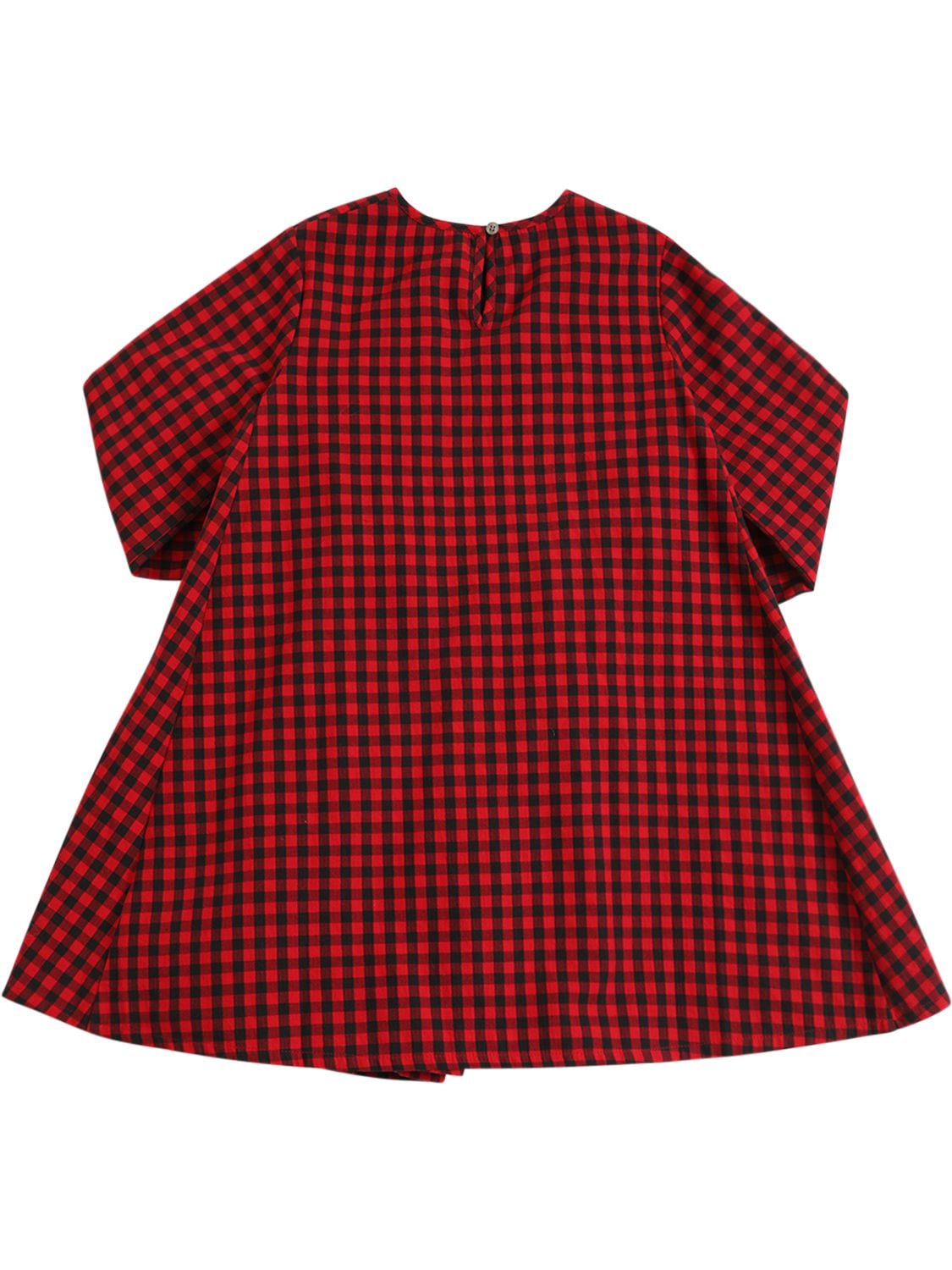 Shop N°21 Checked Print Cotton Dress In Red,black
