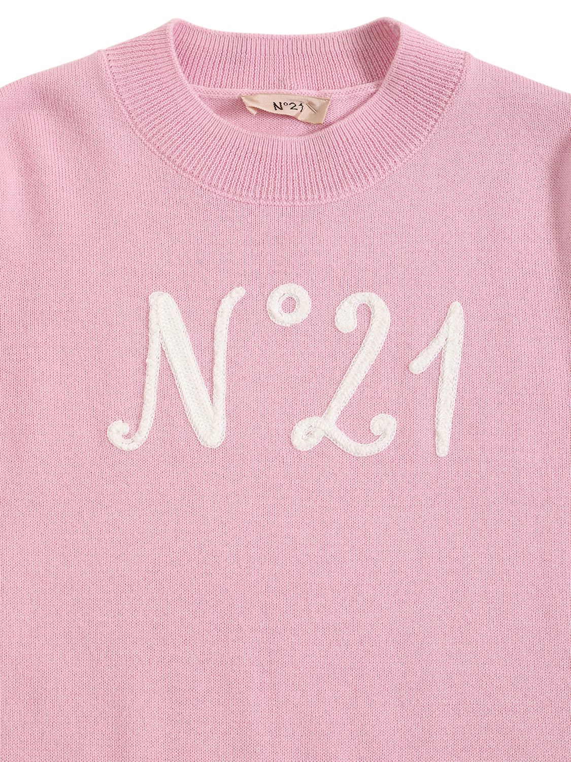 Shop N°21 Logo Intarsia Wool Blend Knit Dress In Pink